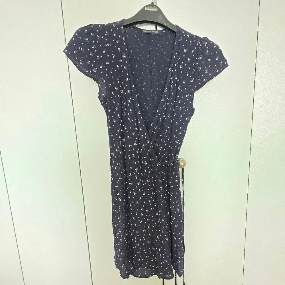Brandy Melville Blue and White Wrap Sundress
